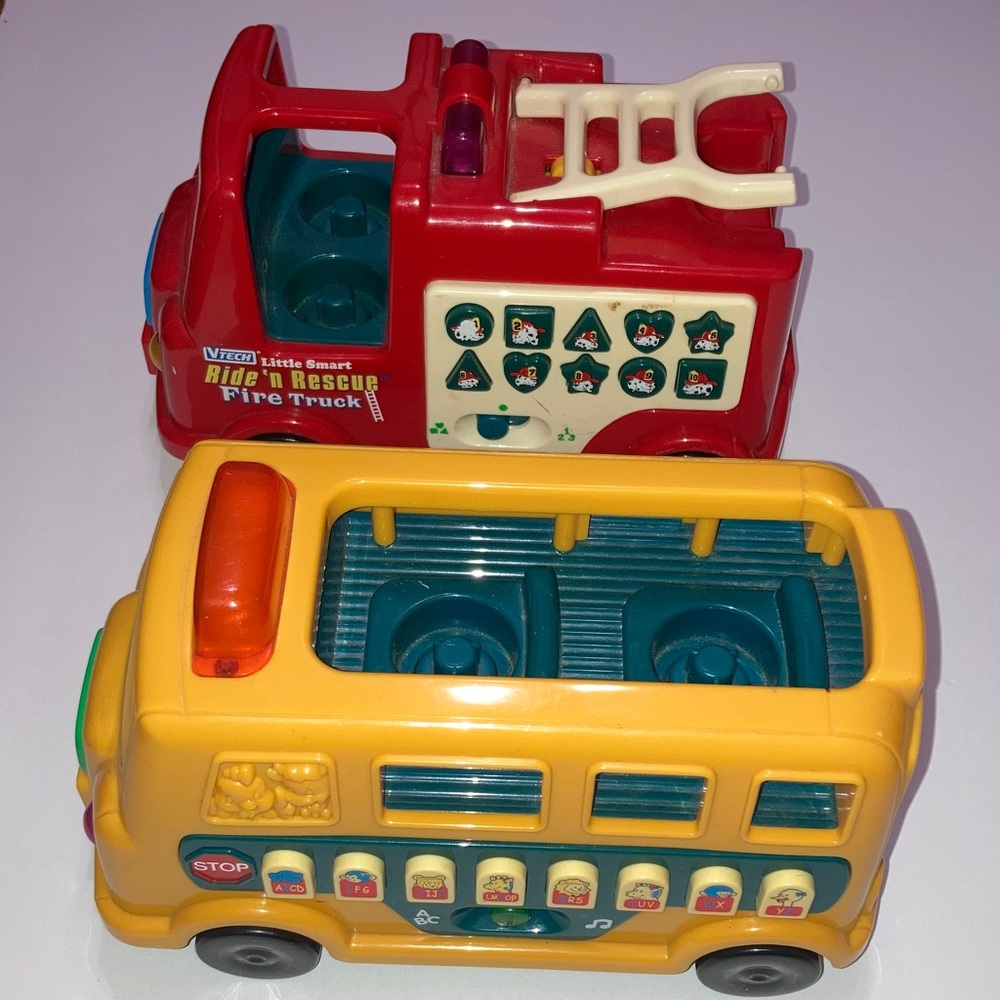 Vtech Little Smart (2 Set) Sing With Me School Bus & Ride ‘n Rescue Fire Truck